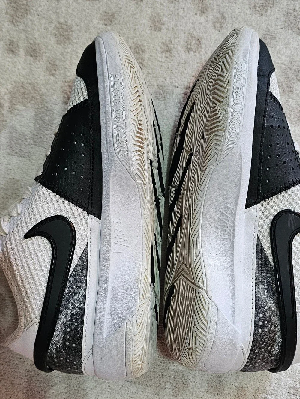 Nike Ja 1 Scratch 2.0 Shoes White Black Lace Up Sz 3.5 Youth